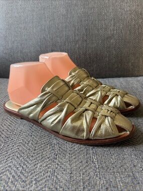 Urge Women’s Gold Metallic Leather Mules Size: 39